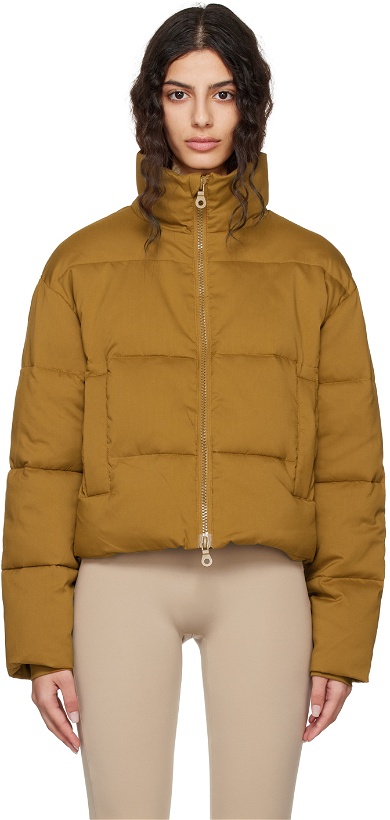 Photo: Girlfriend Collective Tan Cropped Puffer Jacket