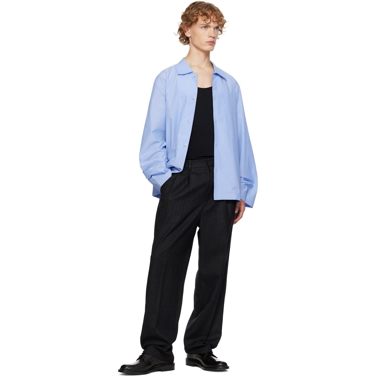 LE17SEPTEMBRE Gray Two-Tuck Wool Trousers