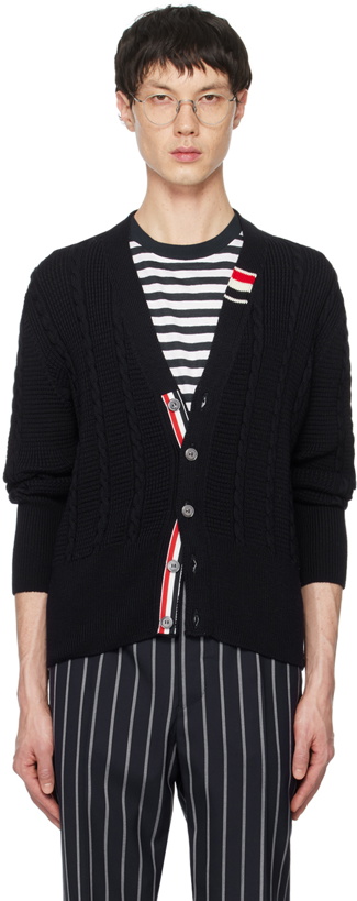 Photo: Thom Browne Navy Cable Cardigan