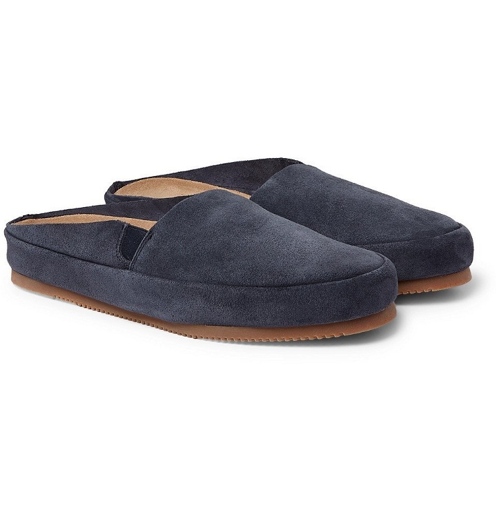 Photo: Mulo - Suede Backless Loafers - Dark gray