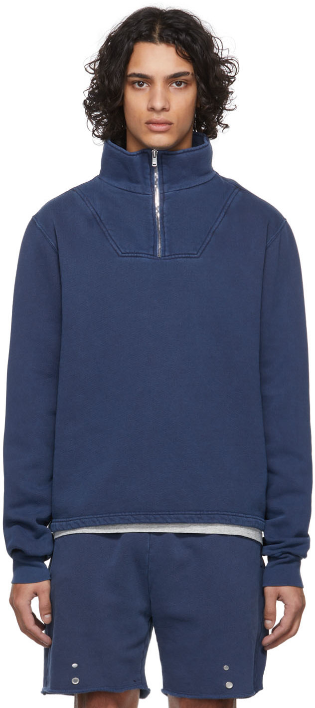 Les Tien Blue Half-Zip Yacht Sweatshirt Les Tien