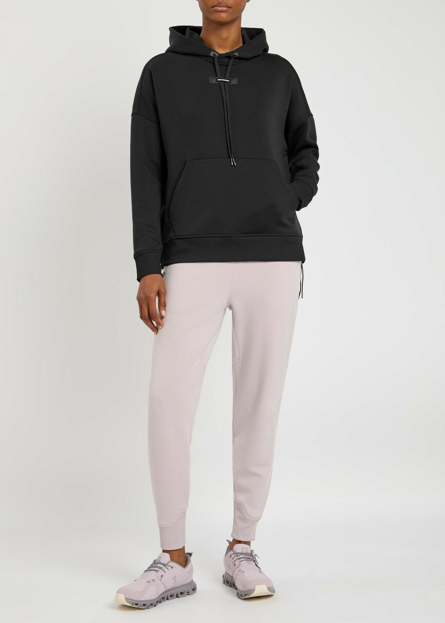 ON Logo Stretch-jersey Hooded Sweatshirt Black