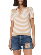 MC2 Saint Barth Woman Beige Striped Knitted Polo Evonne