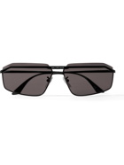 BALENCIAGA - Rectangle-Frame Logo-Detailed Metal Sunglasses - Black