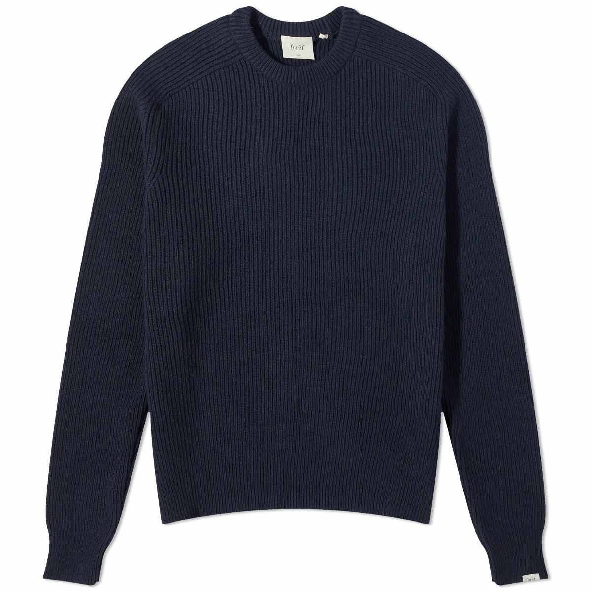 Foret Men's Cone Ribbed Crew Neck Knit in Navy Foret