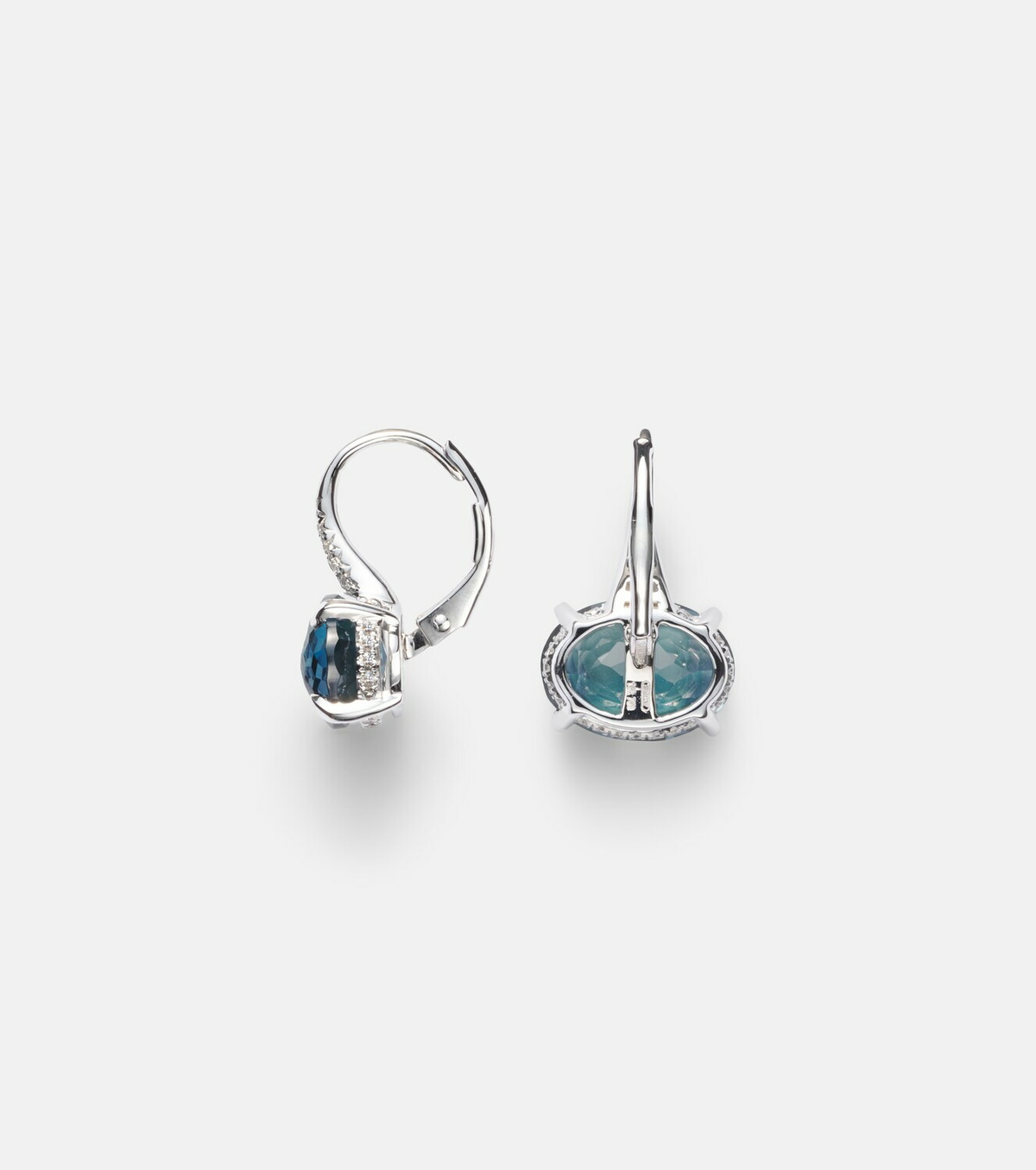 Shay Jewelry 18kt white gold drop earrings with diamonds and topaz