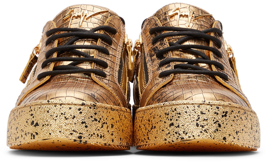 Giuseppe Zanotti Gold & Black Croc Frankie Sneakers Giuseppe Zanotti