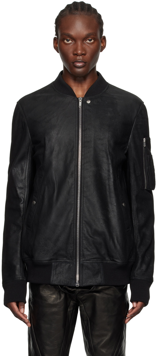 Rick Owens Black Porterville Classic Flight Leather Jacket