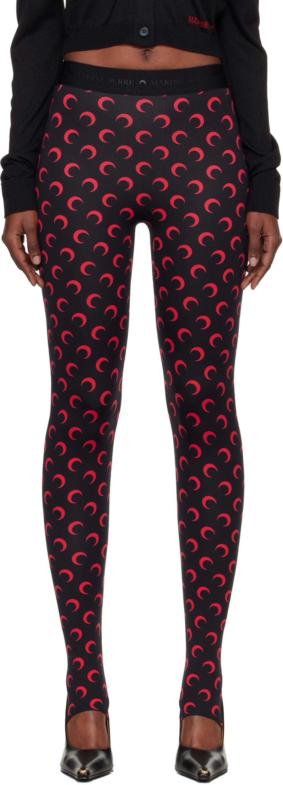 Marine Serre Black Moon Printed Jersey Leggings