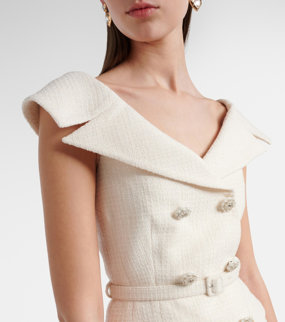Self-Portrait Bouclé peplum and georgette gown
