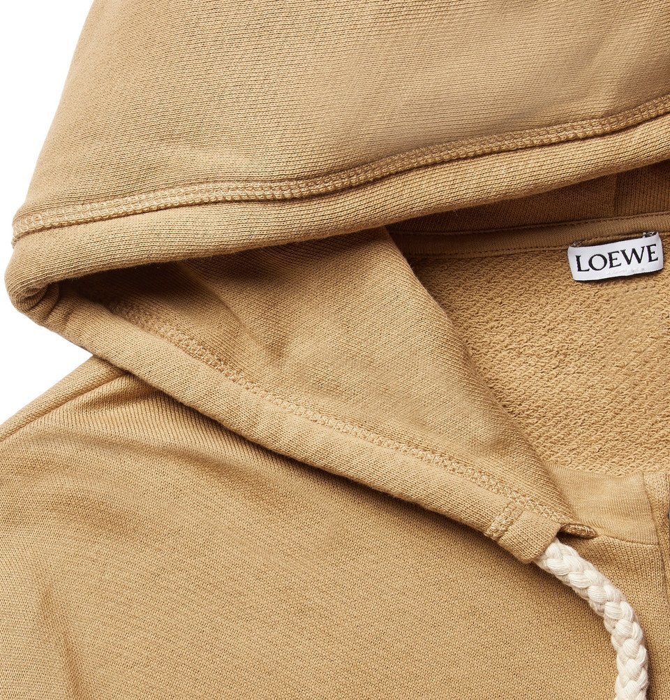 Loewe - Printed Loopback Cotton-Jersey Zip-Up Hoodie - Men - Sand
