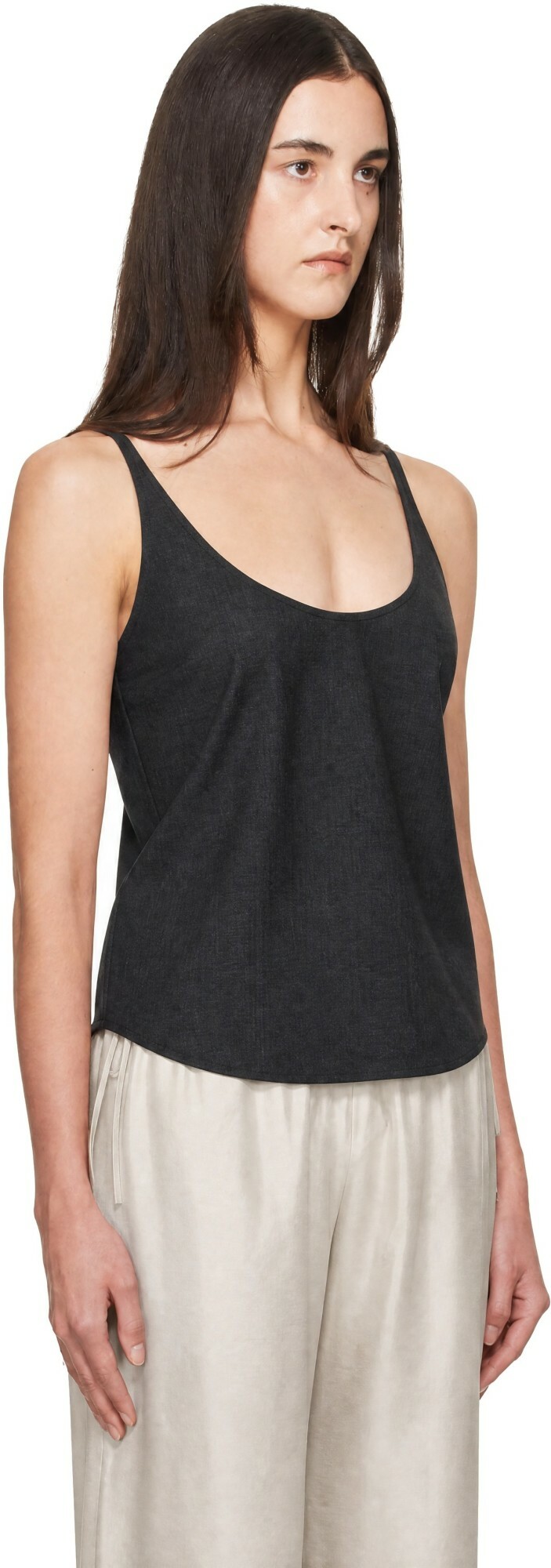 St. Agni Black Wool Rouleau Tie Top