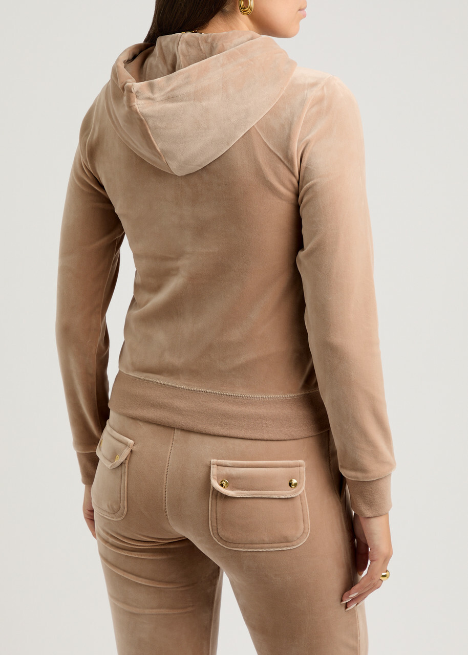 Juicy Couture Robertson Hooded Velour Sweatshirt Caramel