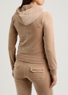 Juicy Couture Robertson Hooded Velour Sweatshirt Caramel