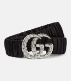 Gucci Marmont wide crystal-embellished satin belt