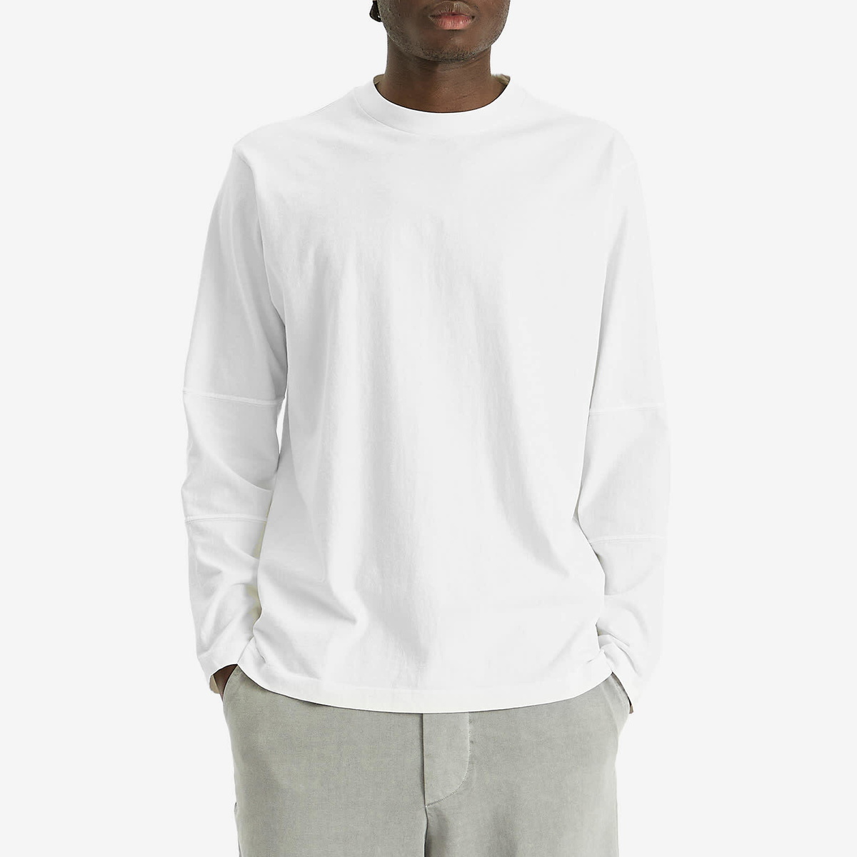 Lady Co. Men's Tripanel Long Sleeve T-Shirt in White
