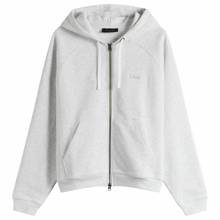 Photo: Dime Men's Classic Small Logo Zip Hoodie in Ash