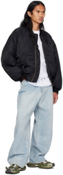 We11done Black Destroyed Bomber Jacket