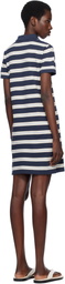 Maison Kitsuné Navy Baby Fox Patch Multi Stripes Polo Minidress