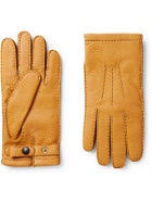 DENTS - Hampton Cashmere-Lined Full-Grain Leather Gloves - Yellow