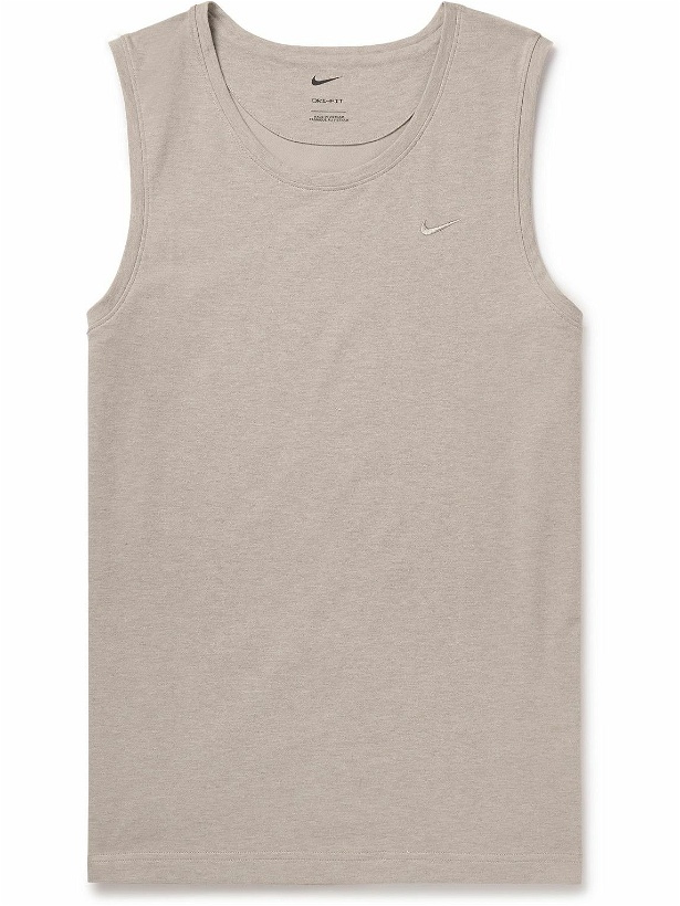 Photo: Nike Training - Primary Logo-Embroidered Cotton-Blend Dri-FIT Tank Top - Neutrals