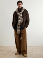 Acne Studios - Fringed Logo-Appliquéd Leather-Trimmed Knitted Scarf