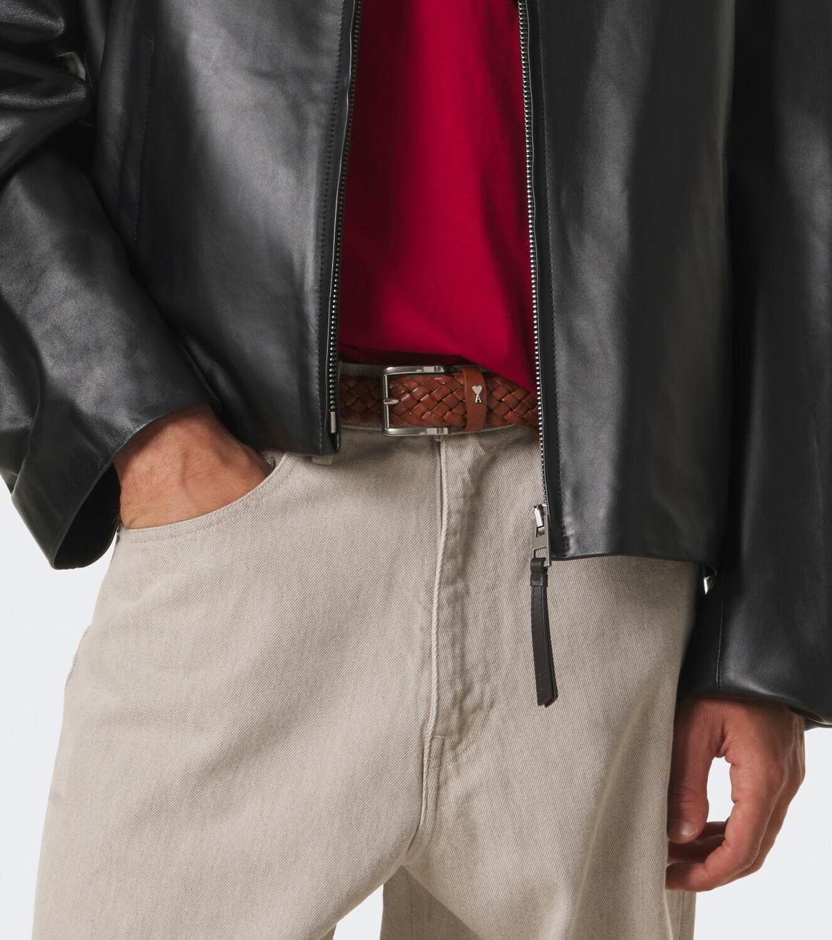 Ami Paris Paris Paris braided leather belt