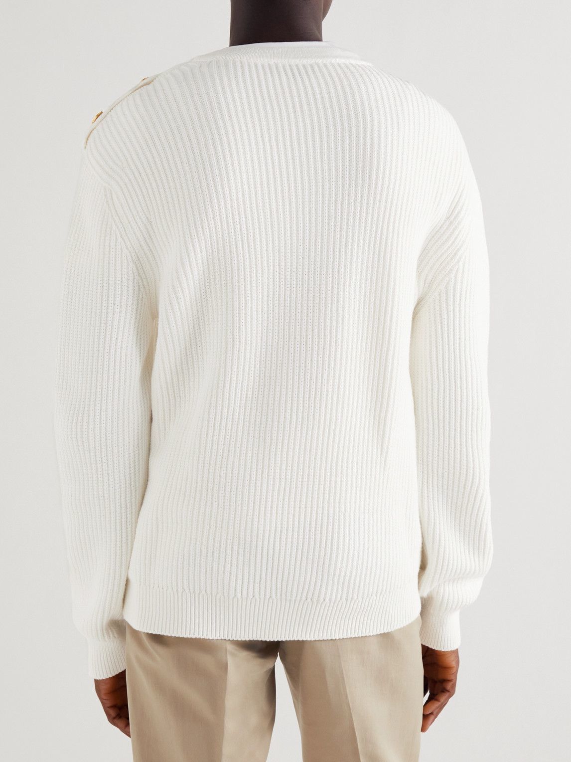 Dunhill - Embellished Ribbed-Knit Cotton Sweater - Unknown