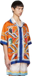 Casablanca Orange & Navy Escalier Infini Shirt