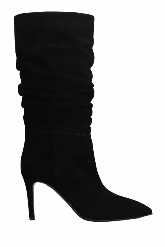 Photo: Via Roma 15 High Heels Boots In Black Suede