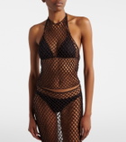Alaïa Open-knit halterneck cotton top