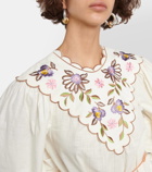 Alémais Nelly embroidered cotton and linen minidress