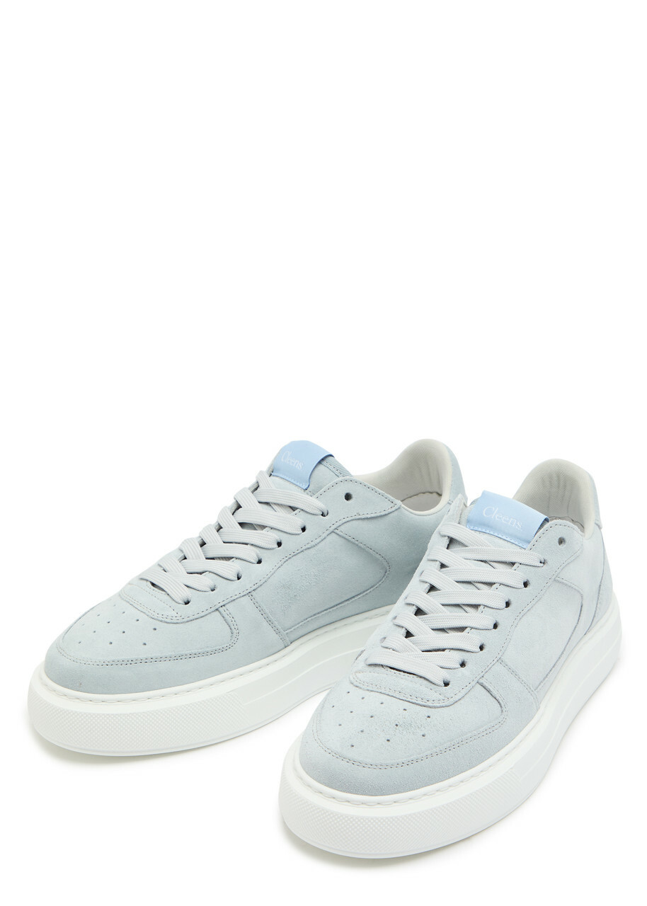 Cleens Court Panelled Suede Sneakers Blue