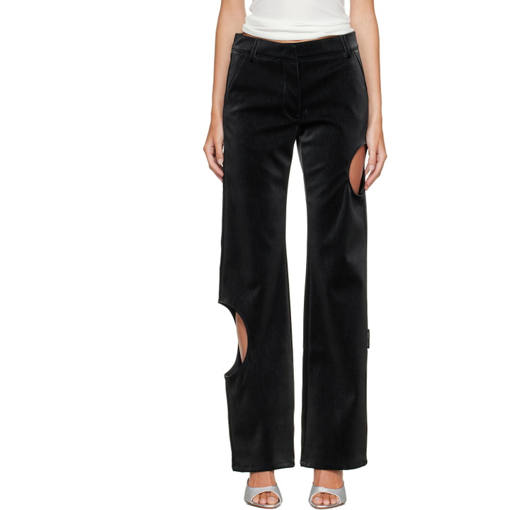 Photo: Off-White Black Velvet Coated Meteor Faux-Leather Pants