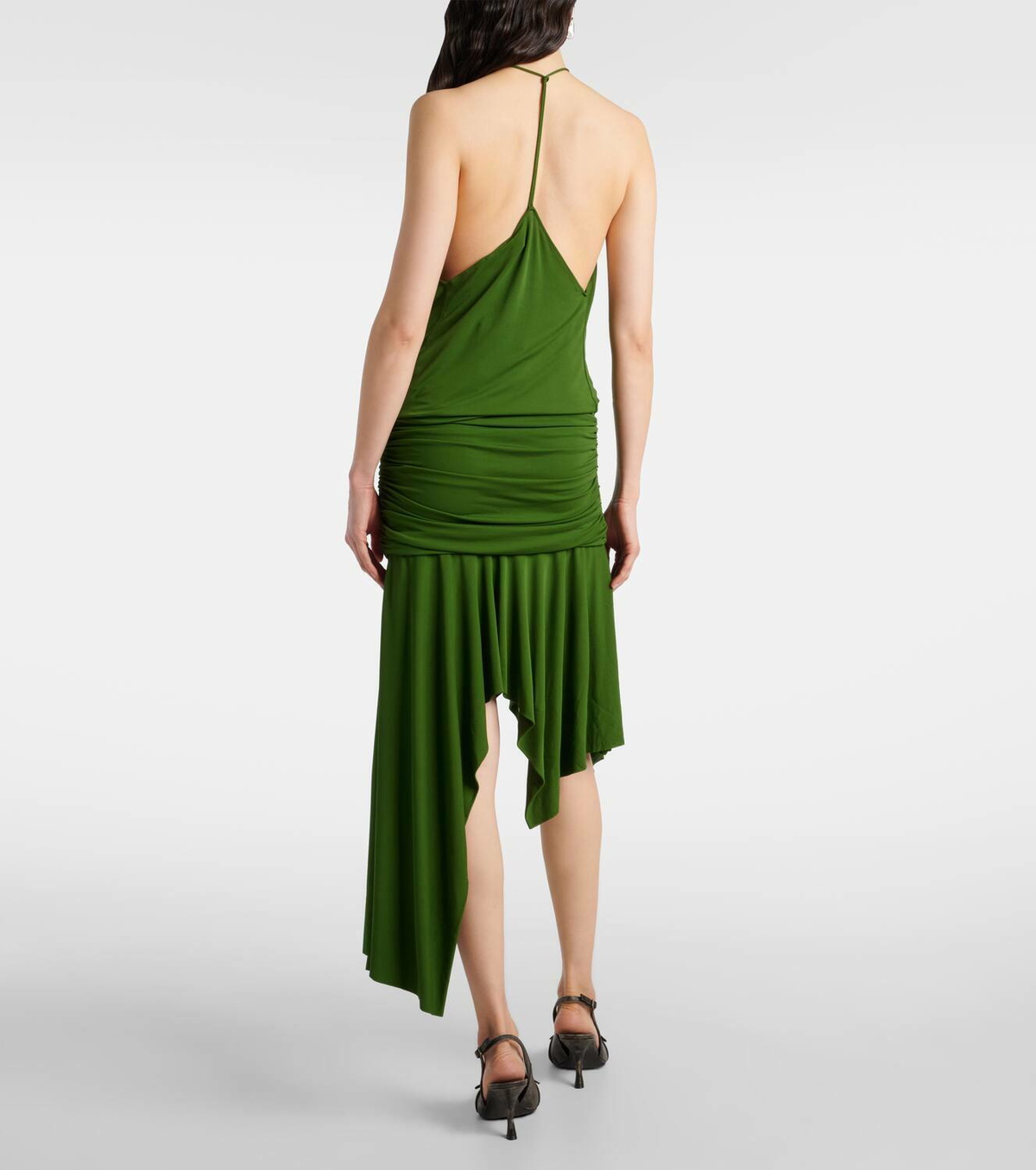 asymmetric gathered-waist midi dress Nerida Waist Tie Asymmetric Dress Steel Blue main image 0