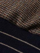 Golden Bear - Puppytooth Tweed-Panelled Wool Varsity Jacket - Brown