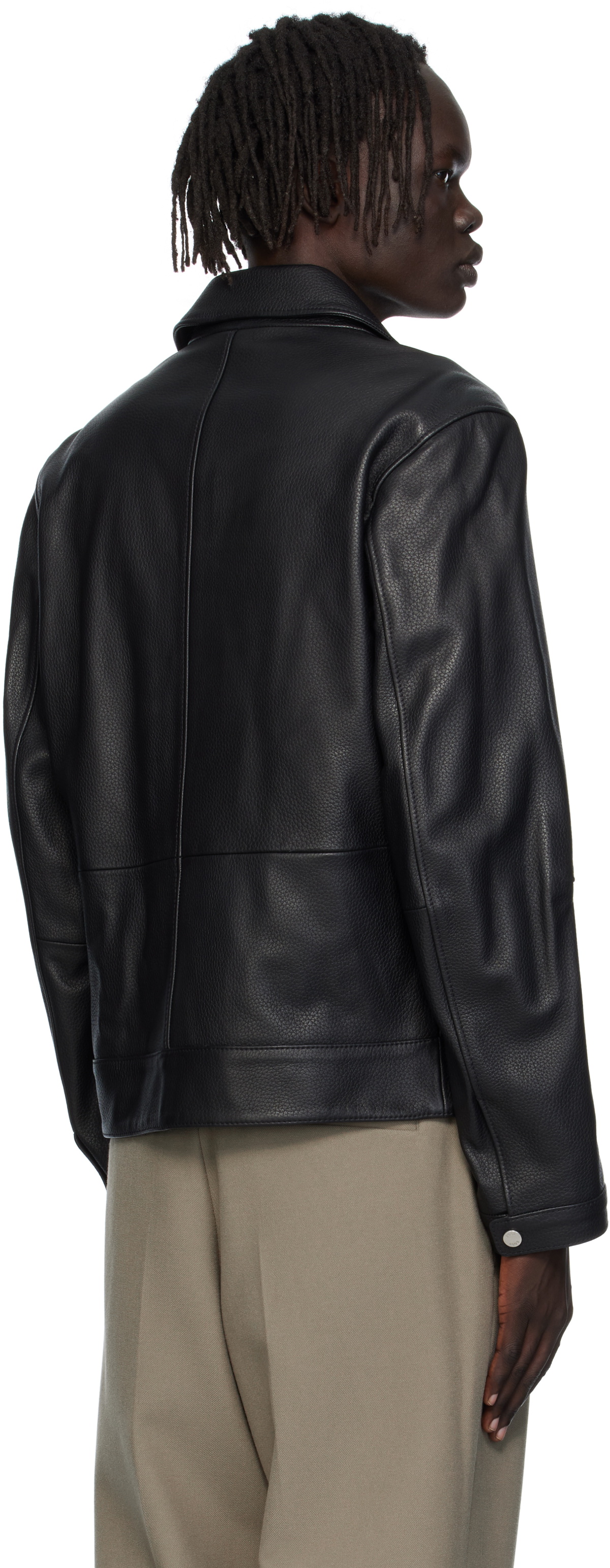 BOSS Black Regular-Fit Zip Leather Jacket