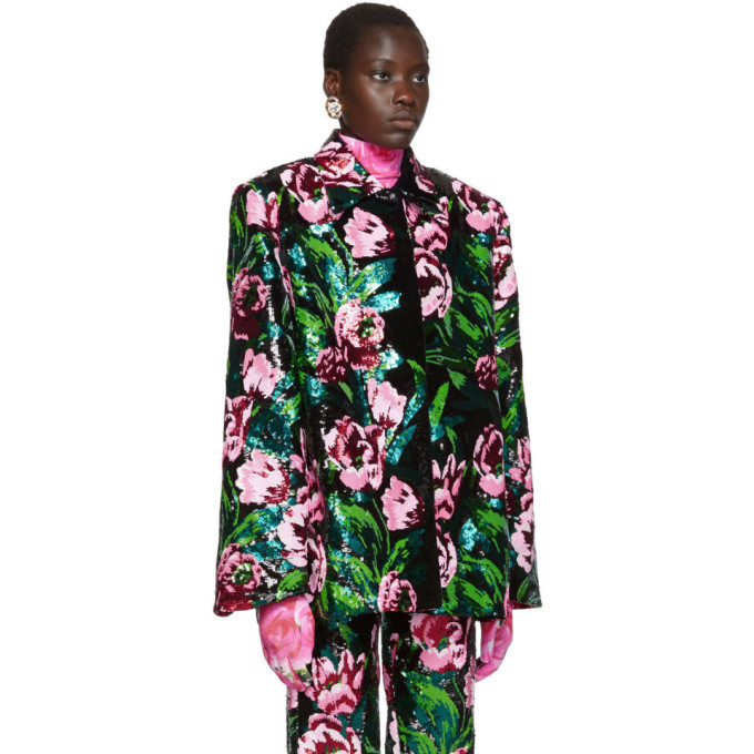 Richard Quinn Black Floral Embellished Jacket