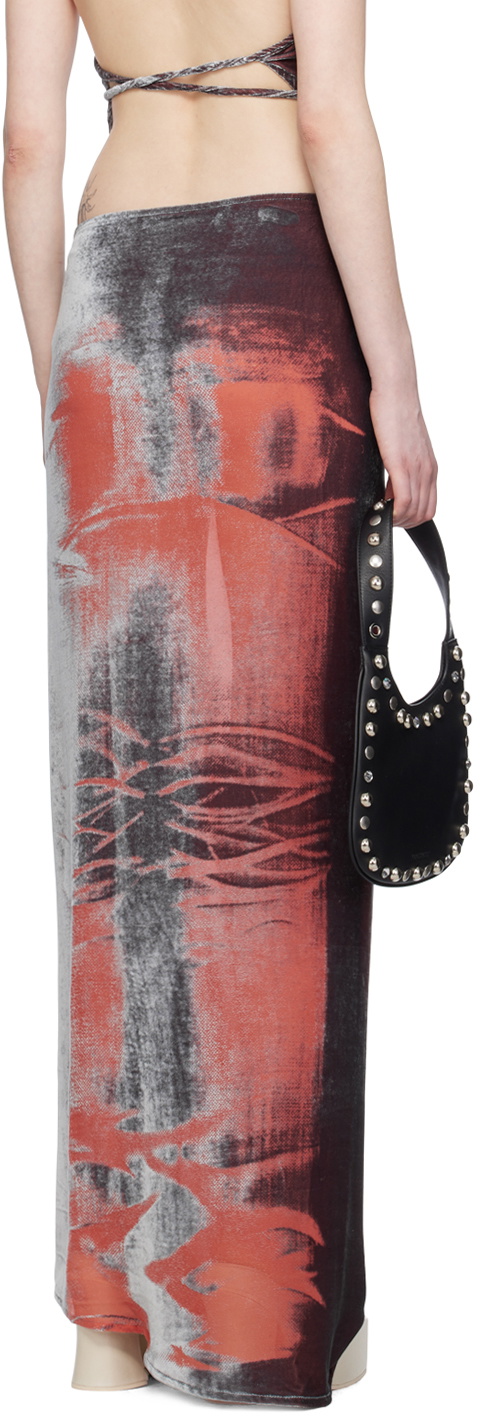 Masha Popova Red & Black Printed Maxi Skirt