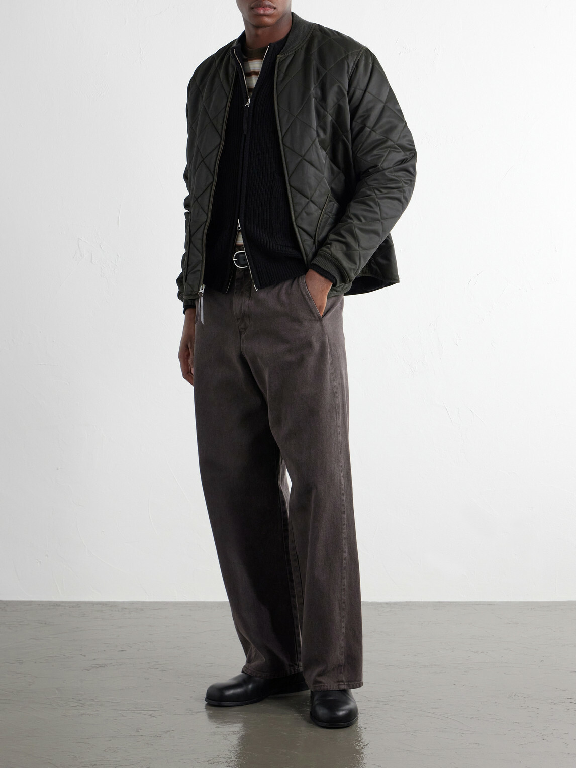 FrizmWORKS - Ribbed Wool-Blend Zip-Up Sweater - Black