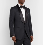 TOM FORD - Midnight-Blue Satin-Trimmed Wool and Mohair-Blend Tuxedo Jacket - Blue