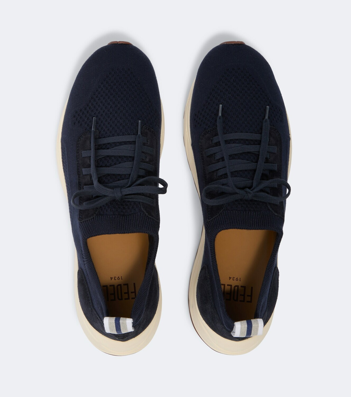Fedeli Knitted suede-trimmed sneakers