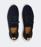 Fedeli Knitted suede-trimmed sneakers