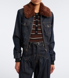 Ganni Cropped denim blouson jacket