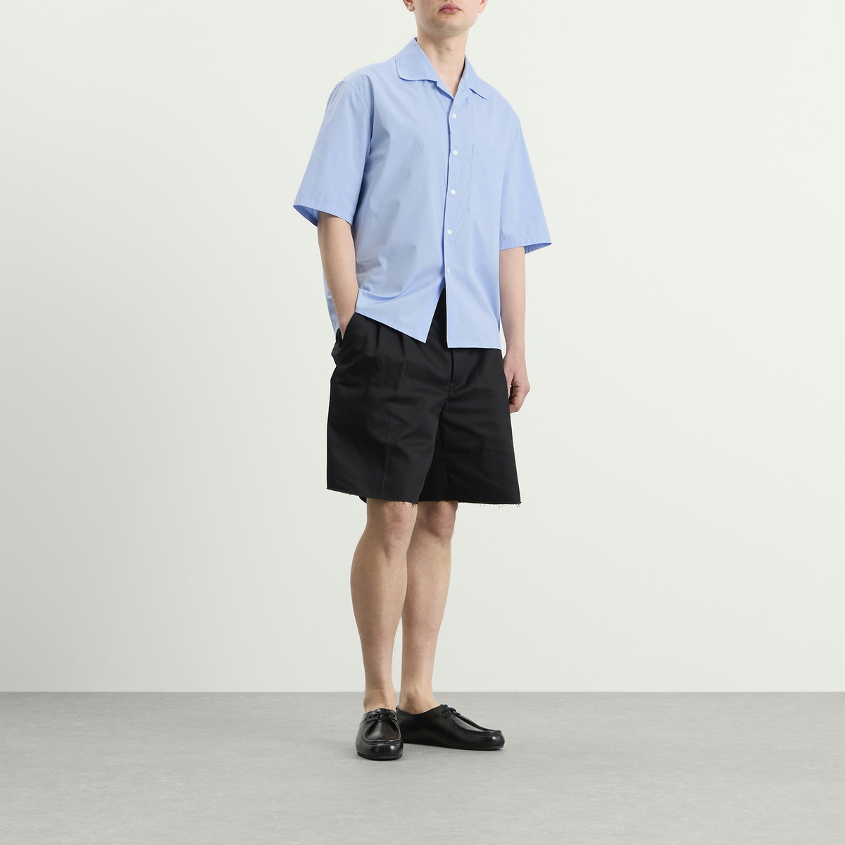 Jil Sander Men's Boxy Fit Short Sleeve Shirt in Powder Blue