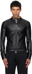 Courrèges Black Zipped Biker Faux-Leather Jacket