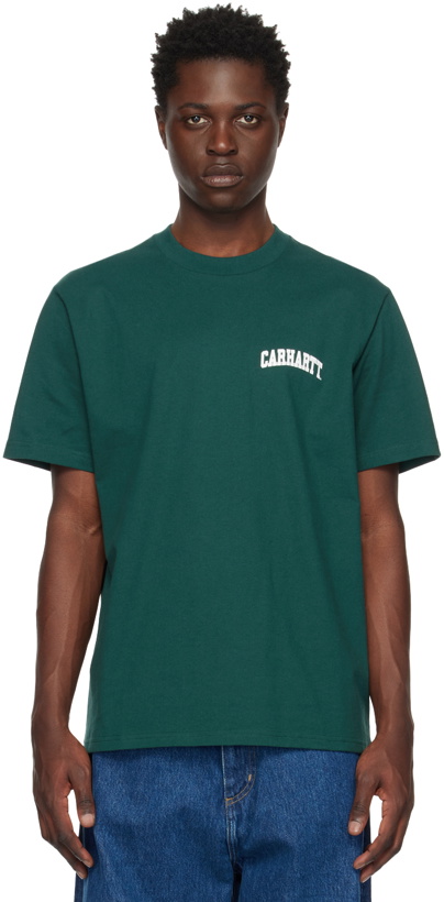 Photo: Carhartt Work In Progress Green University Script T-Shirt