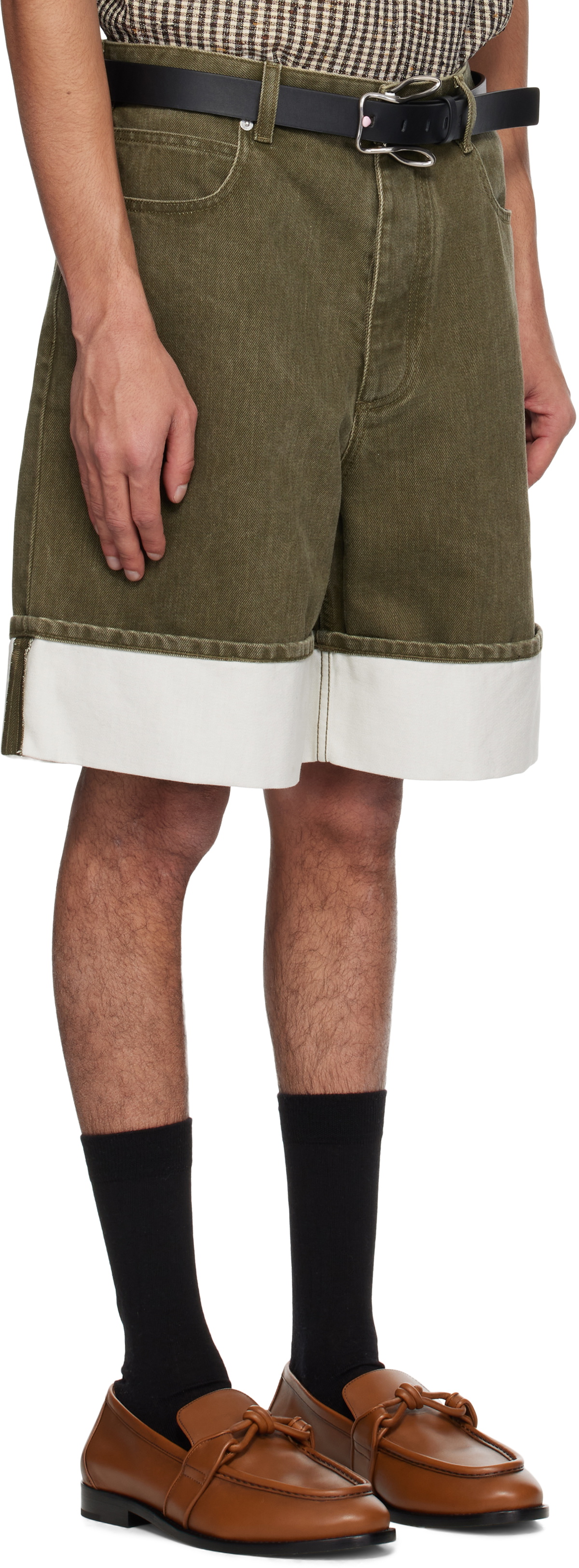 Bottega Veneta Khaki Colored Denim Shorts