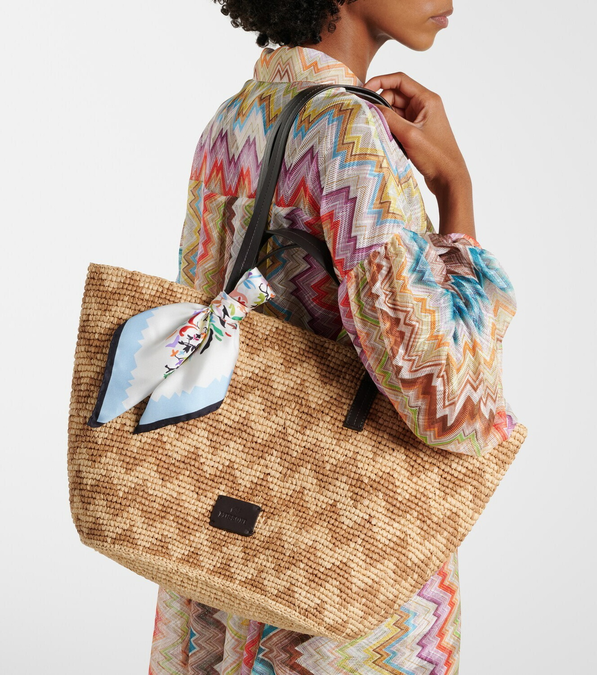 Missoni Zigzag Large raffia basket bag