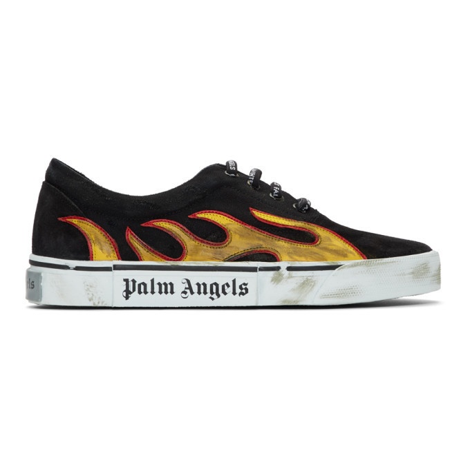 Photo: Palm Angels Black Distressed Flame Sneakers